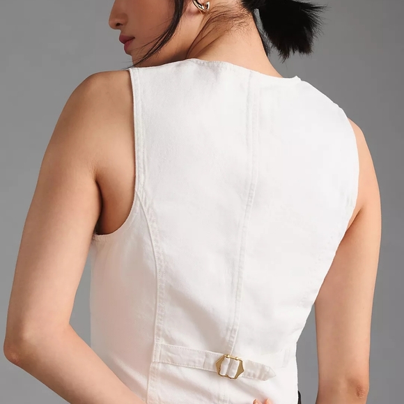 DL1961 White Denim Vest Linen Blend - Picture 4 of 13